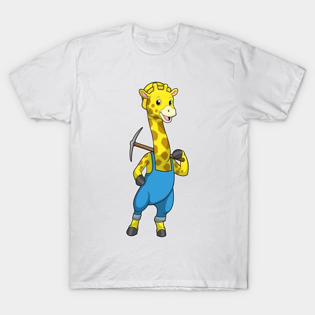 Giraffe as Miner with Pickaxe T-Shirt by Markus Schnabel